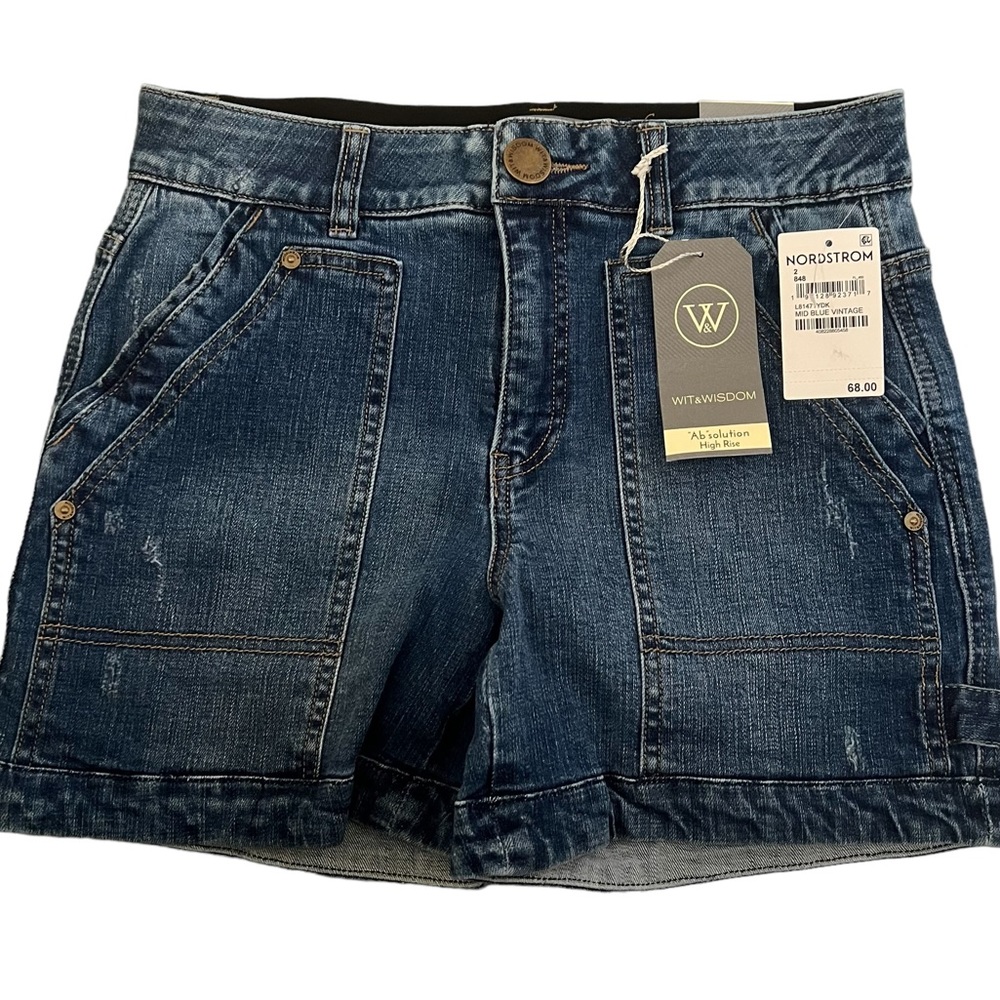 Wit & Wisdom Women’s Blue Denim Utility Shorts Nwt New Size 8 - Picture 6 of 8